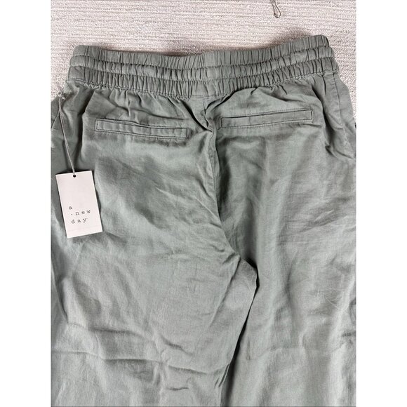 A New Day Linen Blend Wide Leg Drawstring Pocket Pants Women's Size S Beach pull - Picture 7 of 9